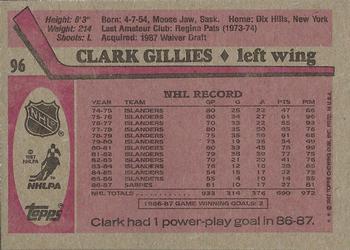 1987-88 Topps #96 Clark Gillies Back