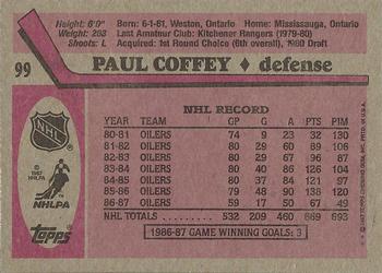 1987-88 Topps #99 Paul Coffey Back