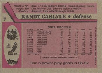 1987-88 Topps #9 Randy Carlyle Back