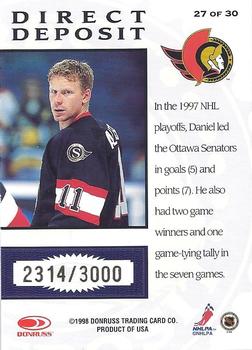1997-98 Donruss Priority - Direct Deposit #27 Daniel Alfredsson Back