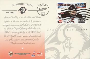 1997-98 Donruss Priority - Postcards Opening Day Issues #22 Dominik Hasek Back