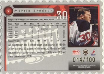 1997-98 Donruss Priority - Stamp of Approval #7 Martin Brodeur Back