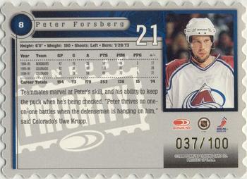 1997-98 Donruss Priority - Stamp of Approval #8 Peter Forsberg Back