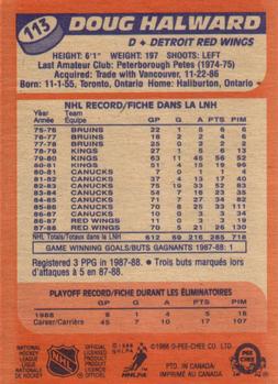 1988-89 O-Pee-Chee #113 Doug Halward Back