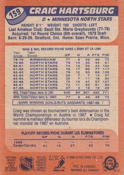 1988-89 O-Pee-Chee #159 Craig Hartsburg Back