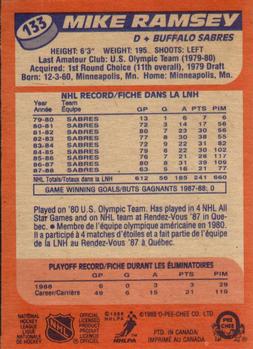 1988-89 O-Pee-Chee #133 Mike Ramsey Back