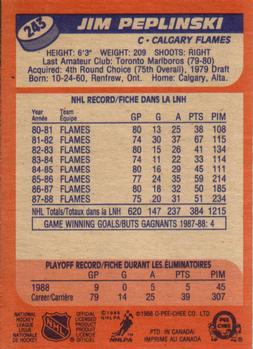 1988-89 O-Pee-Chee #243 Jim Peplinski Back