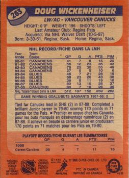 1988-89 O-Pee-Chee #263 Doug Wickenheiser Back