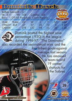 1997-98 Pacific Crown Collection - Copper #39 Dominik Hasek Back