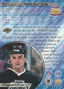 1997-98 Pacific Crown Collection - Copper #115 Kevin Stevens Back