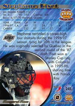 1997-98 Pacific Crown Collection - Copper #245 Stephane Fiset Back