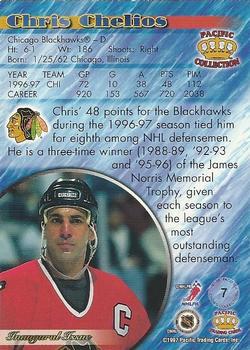 1997-98 Pacific Crown Collection - Emerald Green #7 Chris Chelios Back