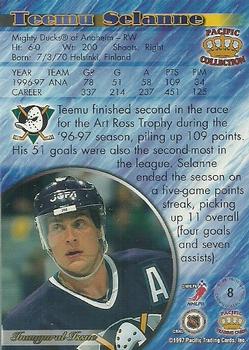 1997-98 Pacific Crown Collection - Emerald Green #8 Teemu Selanne Back