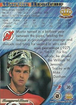 1997-98 Pacific Crown Collection - Emerald Green #30 Martin Brodeur Back