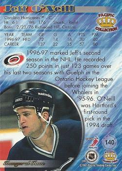 1997-98 Pacific Crown Collection - Emerald Green #140 Jeff O'Neill Back