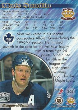 1997-98 Pacific Crown Collection - Emerald Green #205 Mats Sundin Back