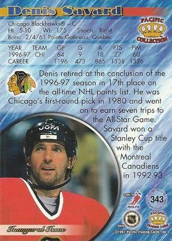 1997-98 Pacific Crown Collection - Emerald Green #343 Denis Savard Back