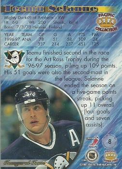 1997-98 Pacific Crown Collection - Ice Blue #8 Teemu Selanne Back