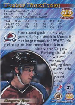 1997-98 Pacific Crown Collection - Ice Blue #21 Peter Forsberg Back