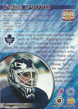 1997-98 Pacific Crown Collection - Ice Blue #29 Felix Potvin Back