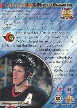 1997-98 Pacific Crown Collection - Ice Blue #58 Daniel Alfredsson Back