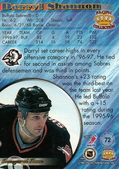 1997-98 Pacific Crown Collection - Ice Blue #72 Darryl Shannon Back