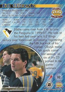1997-98 Pacific Crown Collection - Ice Blue #92 Ed Olczyk Back