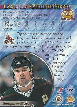 1997-98 Pacific Crown Collection - Ice Blue #122 Teppo Numminen Back