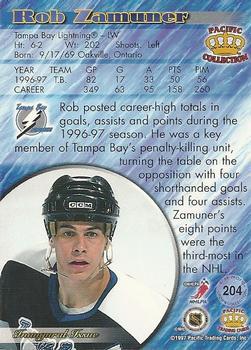 1997-98 Pacific Crown Collection - Ice Blue #204 Rob Zamuner Back