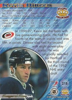 1997-98 Pacific Crown Collection - Ice Blue #218 Kevin Dineen Back