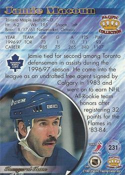 1997-98 Pacific Crown Collection - Ice Blue #231 Jamie Macoun Back