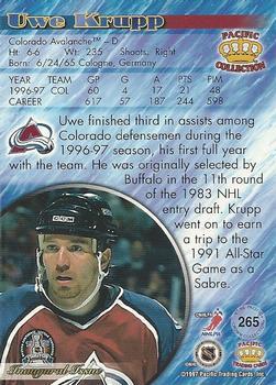 1997-98 Pacific Crown Collection - Ice Blue #265 Uwe Krupp Back