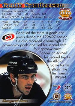 1997-98 Pacific Crown Collection - Ice Blue #270 Geoff Sanderson Back
