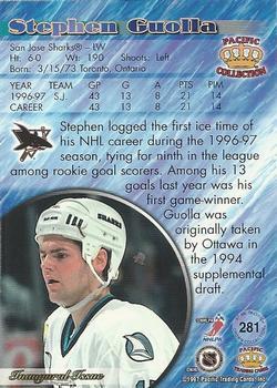 1997-98 Pacific Crown Collection - Ice Blue #281 Steve Guolla Back