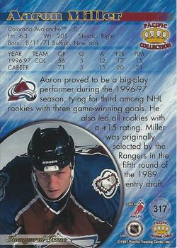 1997-98 Pacific Crown Collection - Ice Blue #317 Aaron Miller Back
