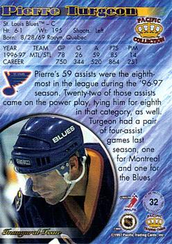 1997-98 Pacific Crown Collection - Ice Blue #32 Pierre Turgeon Back