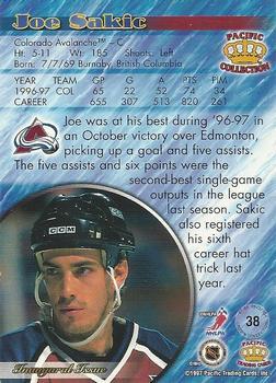 1997-98 Pacific Crown Collection - Red #38 Joe Sakic Back