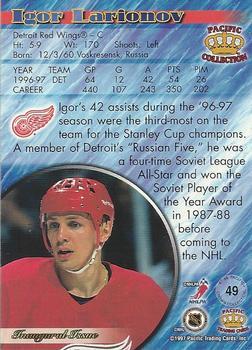 1997-98 Pacific Crown Collection - Red #49 Igor Larionov Back