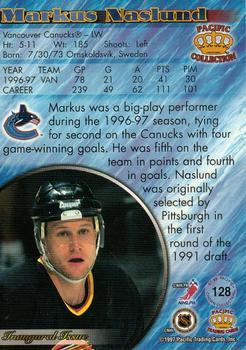1997-98 Pacific Crown Collection - Red #128 Markus Naslund Back
