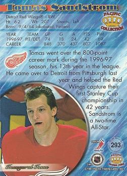 1997-98 Pacific Crown Collection - Red #293 Tomas Sandstrom Back
