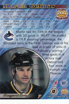 1997-98 Pacific Crown Collection - Silver #67 Martin Gelinas Back