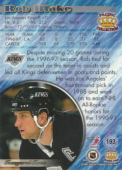 1997-98 Pacific Crown Collection - Silver #193 Rob Blake Back