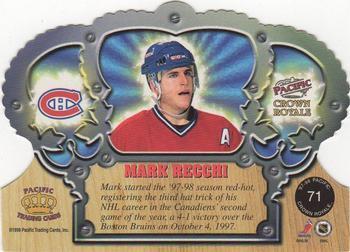 1997-98 Pacific Crown Royale - Ice Blue #71 Mark Recchi Back