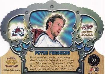 1997-98 Pacific Crown Royale - Silver #33 Peter Forsberg Back
