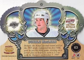 1997-98 Pacific Crown Royale - Silver #63 Donald MacLean Back