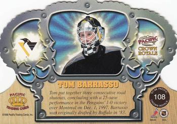 1997-98 Pacific Crown Royale - Silver #108 Tom Barrasso Back