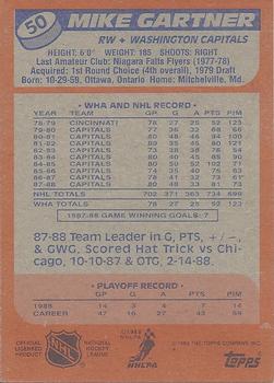 1988-89 Topps #50 Mike Gartner Back