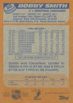 1988-89 Topps #88 Bobby Smith Back