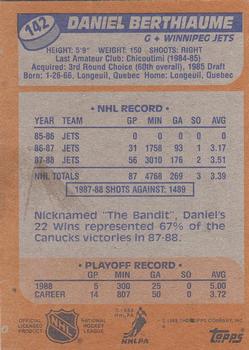1988-89 Topps #142 Daniel Berthiaume Back