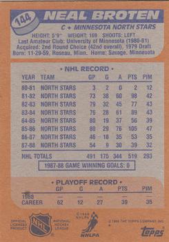 1988-89 Topps #144 Neal Broten Back